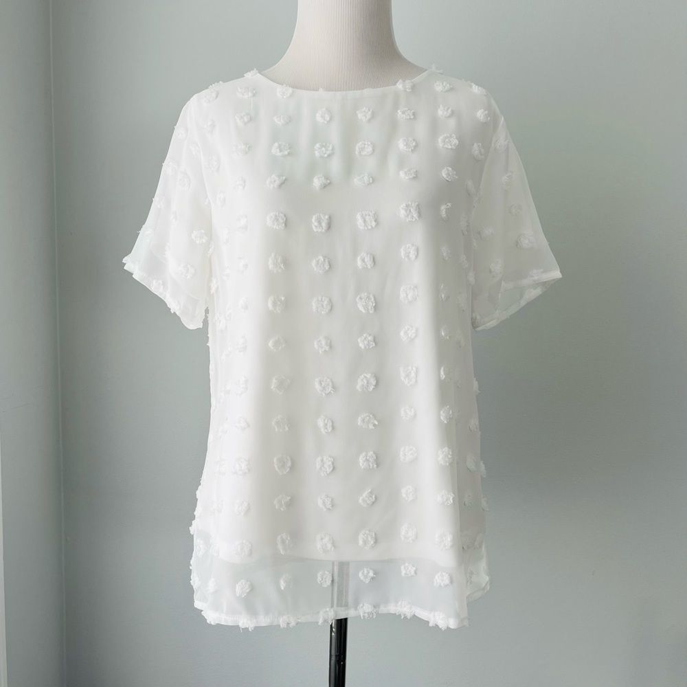 White Pom Pom Tshirt Top Small